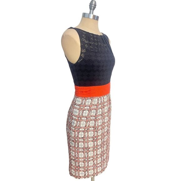 Milly Of New York Dress Navy Lace Top & Tweed Business Dress size 2 - Picture 3 of 6